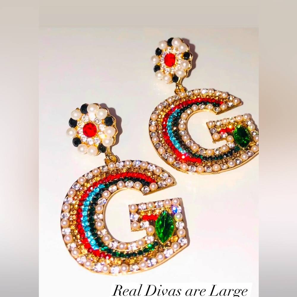 Letter G initial earrings